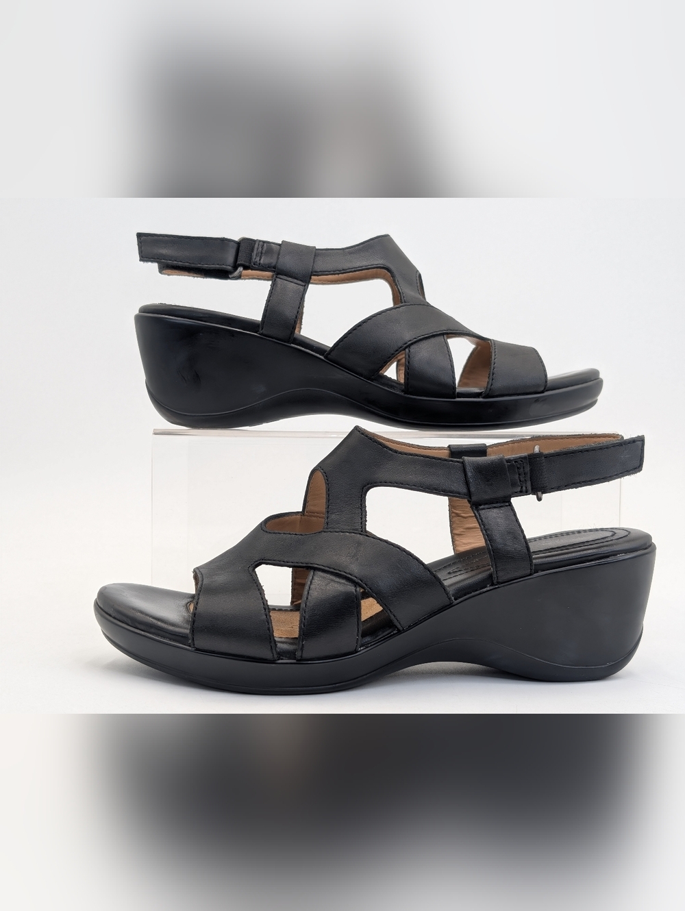 Naturalizer Tanner Size 7.5M Genuine Black Leather Ergonomic Footbed Slingback - Picture 7 of 16